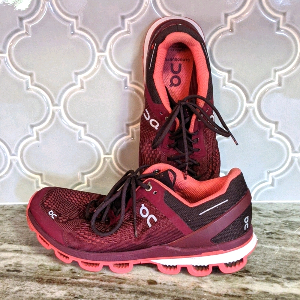 On Cloudsurfer Running Shoes Women's Burgundy
